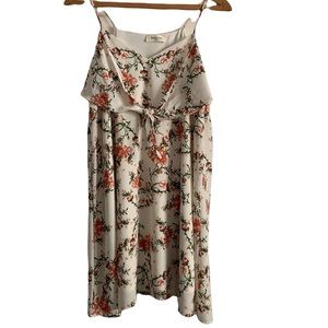 Peach Love California Floral Spaghetti Strap Dress Size Large